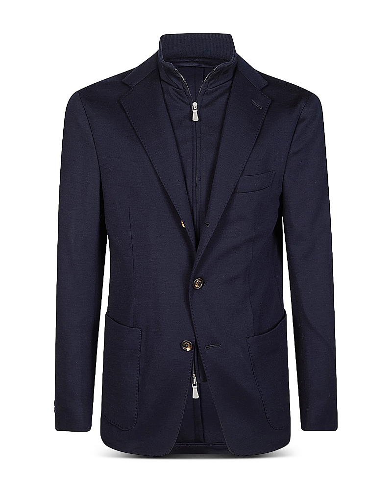 ELEVENTY COTTON CASHMERE BLEND SLIM FIT SOFT JACKET WITH DETACHABLE BIB