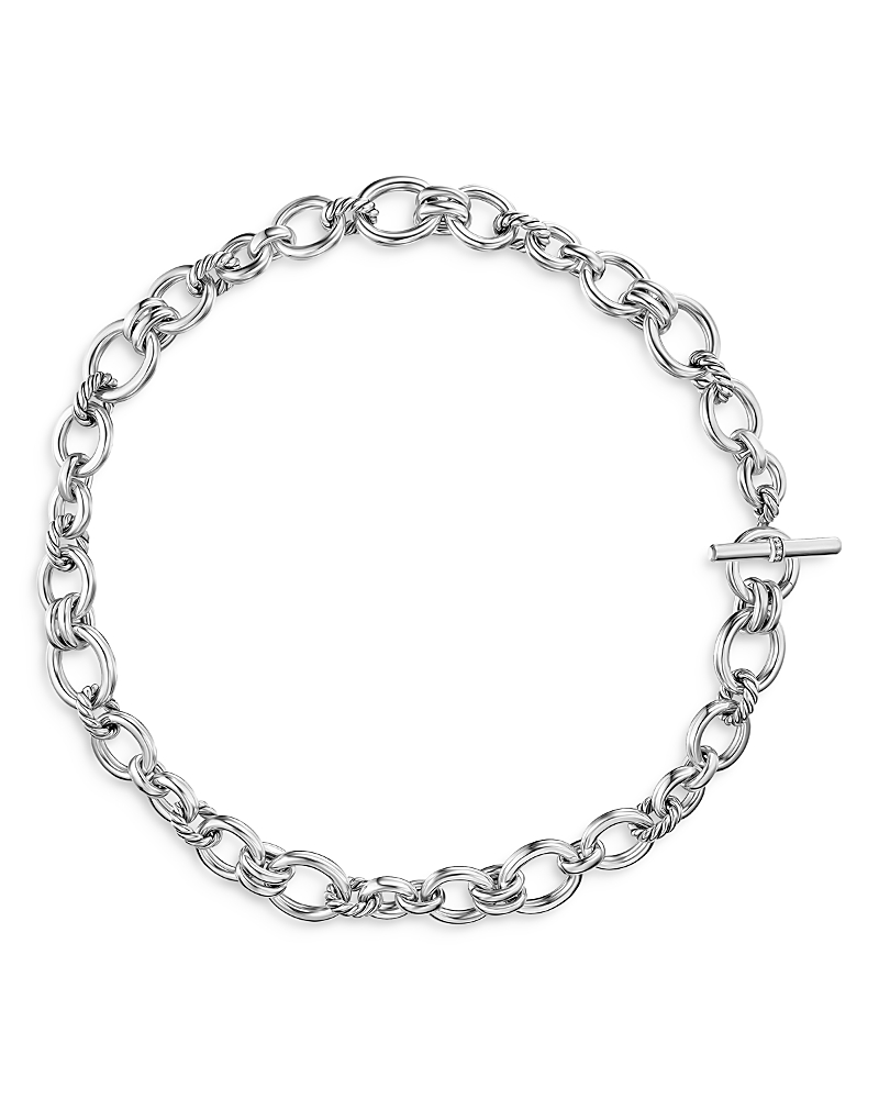David Yurman Mercer Chain Necklace in Sterling Silver with Diamonds, 8mm