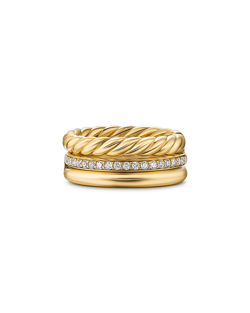 Dy Mercer Three Row Ring in 18K Yellow Gold with Diamonds, 8.9mm