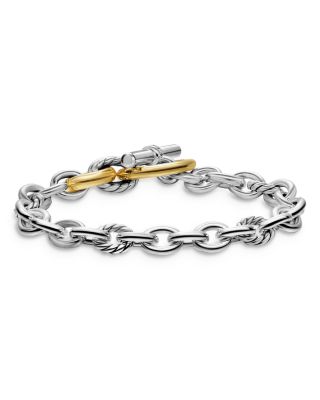 DY Mercer Toggle Chain Bracelet in Sterling Silver with 18K Yellow Gold and Diamonds, 12.7mm