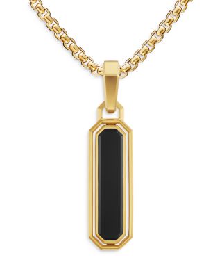Men's Streamline Inlay Amulet in 18K Yellow Gold with Black Onyx and Diamonds, 30.7mm