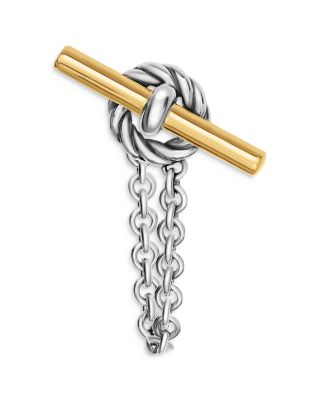 DY Mercer Petite Toggle Stud Earrings in Sterling Silver with 18K Yellow Gold, 38.2mm