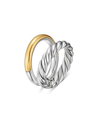 DY Mercer Two Row Ring in Sterling Silver with 18K Yellow Gold, 8mm