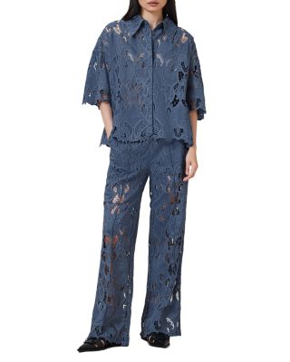 Charli Embroidered Shirt & Lace Wide Leg Pants