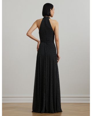 Ralph Lauren Polka Dot Belted Georgette Halter Gown | Bloomingdale's Women