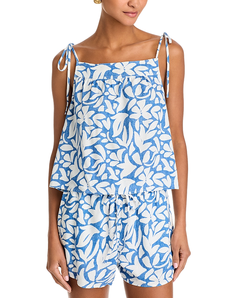 Shop Bella Dahl Printed Tie Shoulder Tank Top In Stamped Floral Print