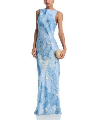 Printed High Neck Maxi Dress