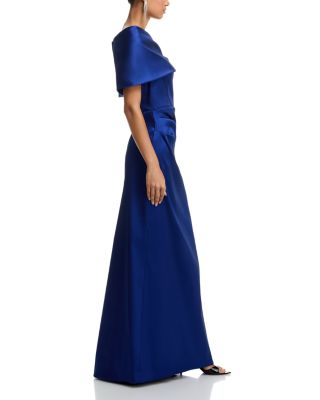 Stretch Mikado Asymmetric Off Shoulder Cuff Gown