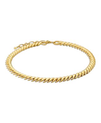 18K Yellow Gold Sculpted Cable Collar Necklace, 14.5-16"