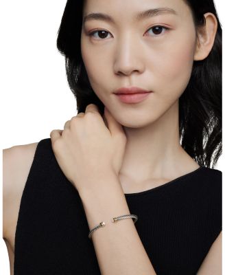 Classic Cable Bracelet in Sterling Silver with 18K Yellow Gold, 4mm