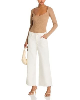Anessa High Rise Wide Leg Ankle Jeans in Tonal Ecru