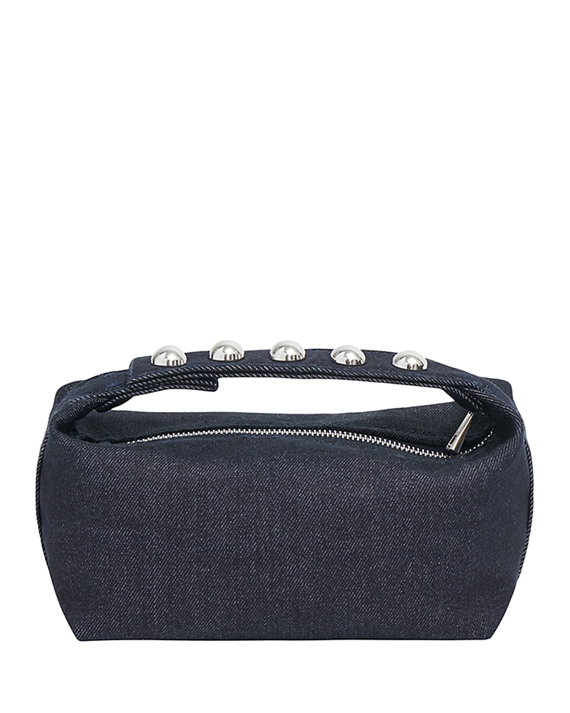Apparis Marfa Studded Denim Pochette Top-handle Bag In Indigo