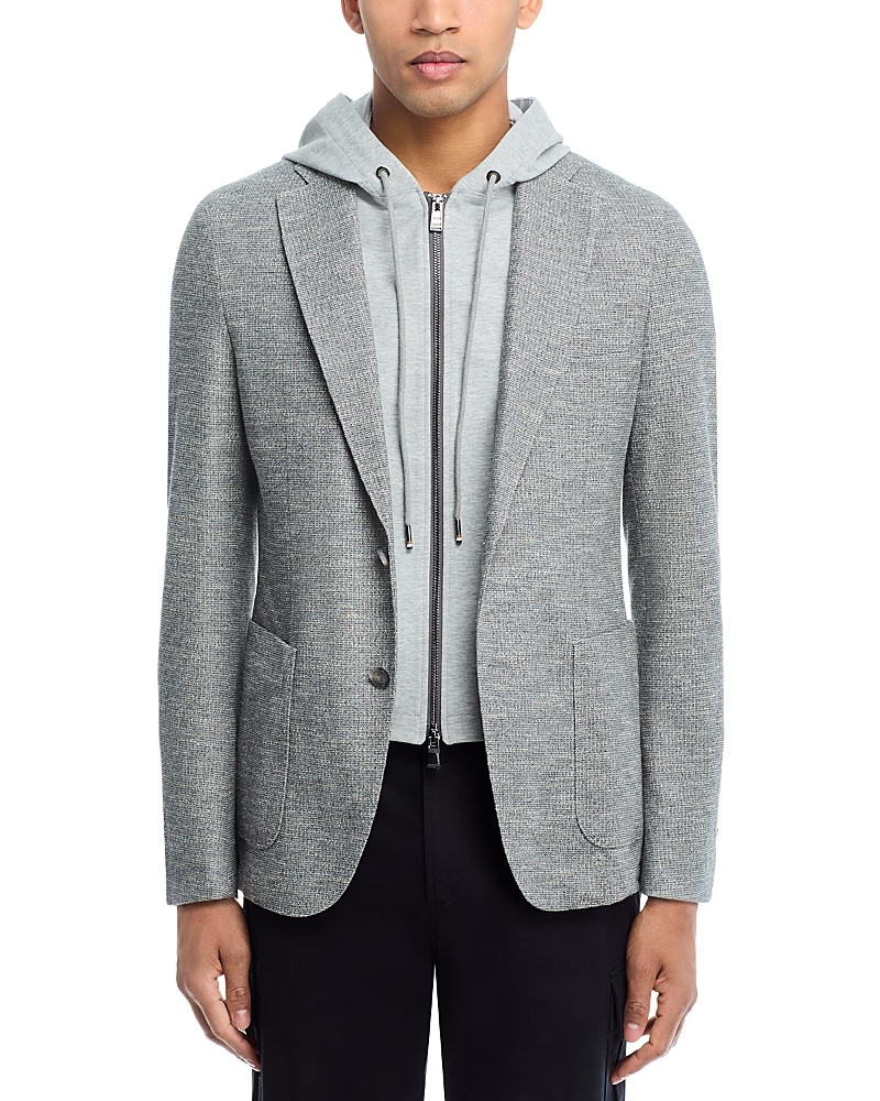 Hugo Boss Hanry Slim Fit Jersey Sport Coat With Removable Hood In Medium Grey