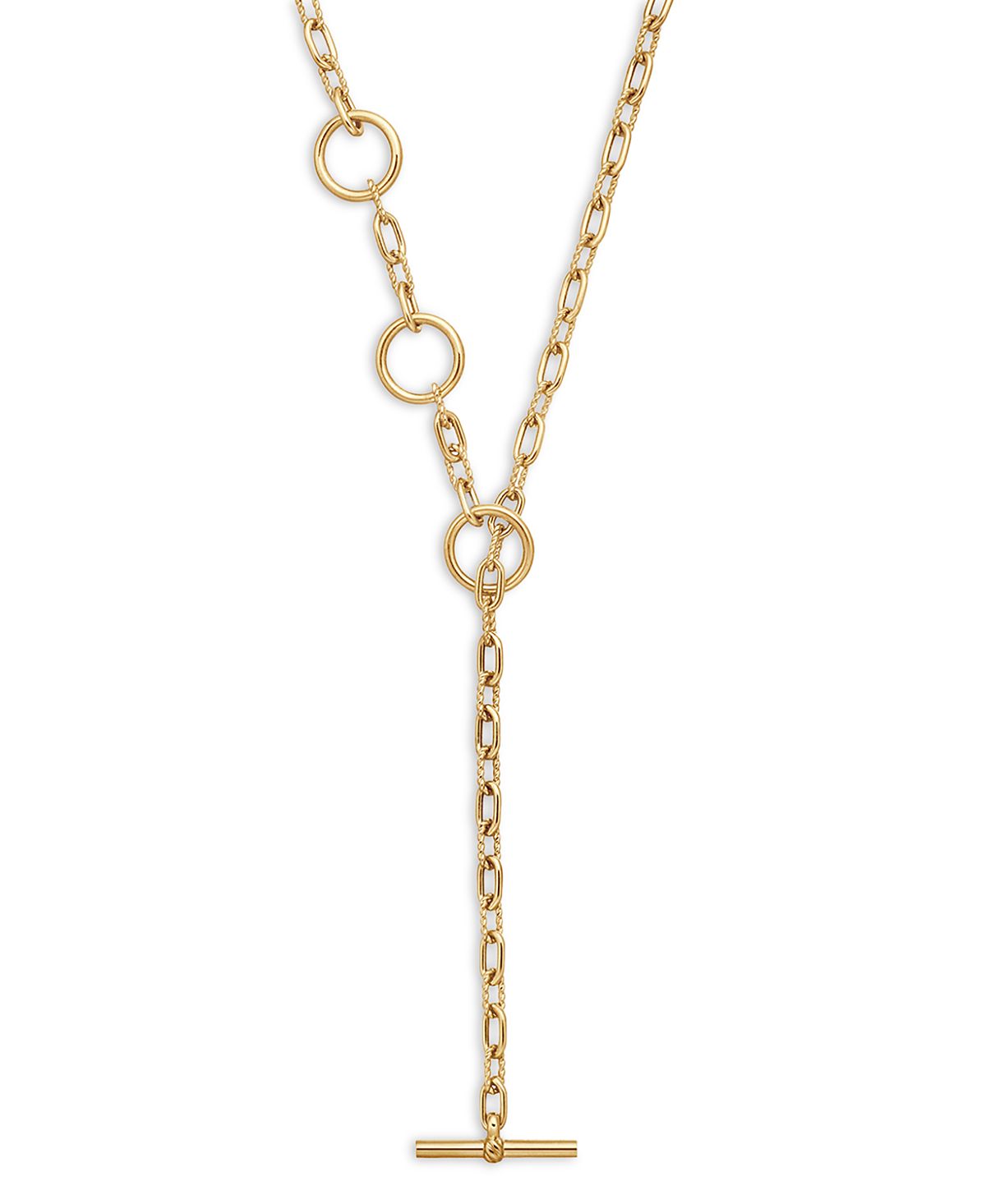 David Yurman 18K Yellow Gold Dy Madison Three Ring Chain Necklace