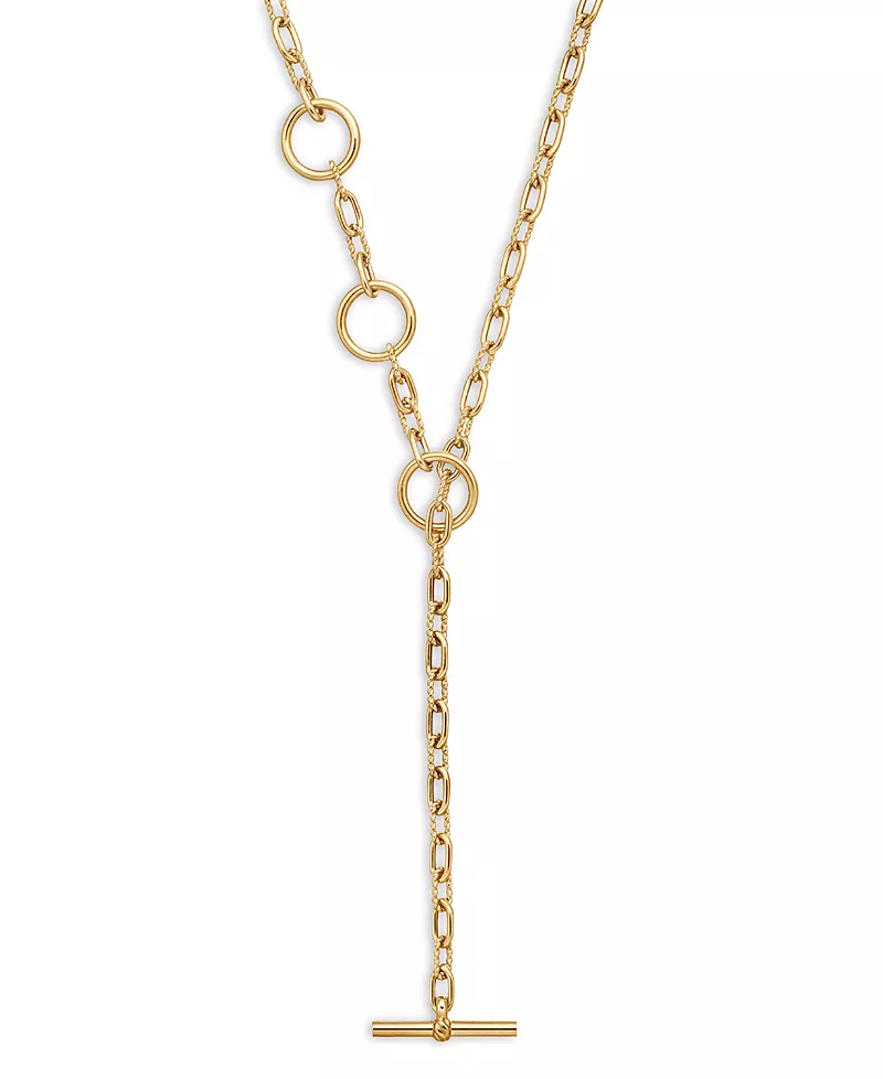 David Yurman 18K Yellow Gold Dy Madison Three Ring Chain Necklace, 20
