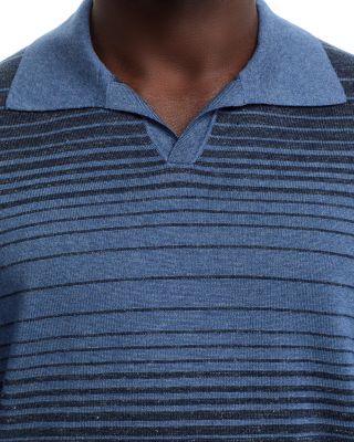 Striped Johnny Collar Knit Polo