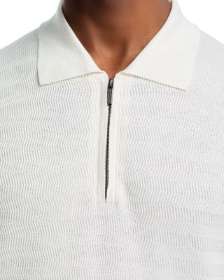 Chevron Stitch Quarter Zip Polo Sweater