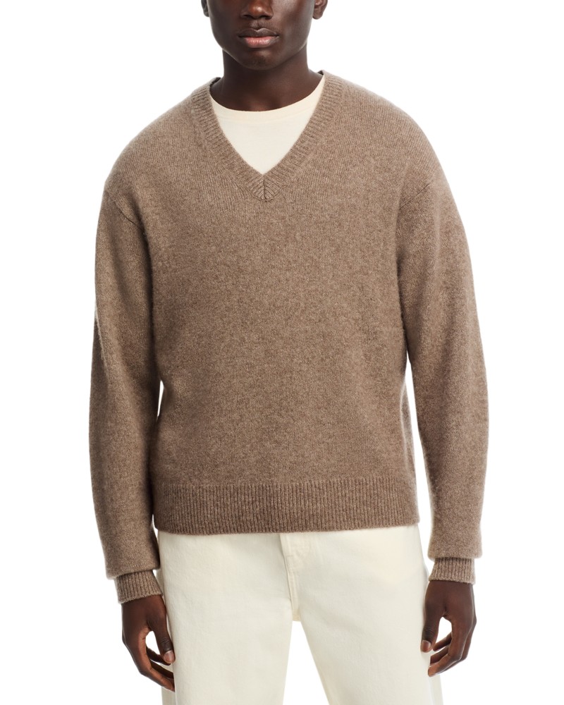 Frame Light Regular Fit Cashmere Silk Blend Sweater in Soft Mocha