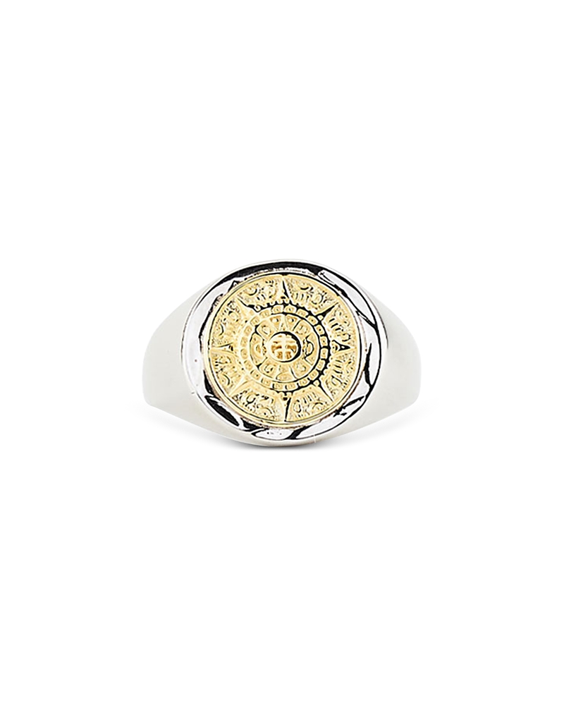 Serge Denimes Silver And Gold Plated Compass Ring In Silver