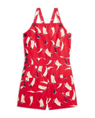Ralph Lauren - Girls' Sailboat Print Cotton Canvas Romper - Big Kid