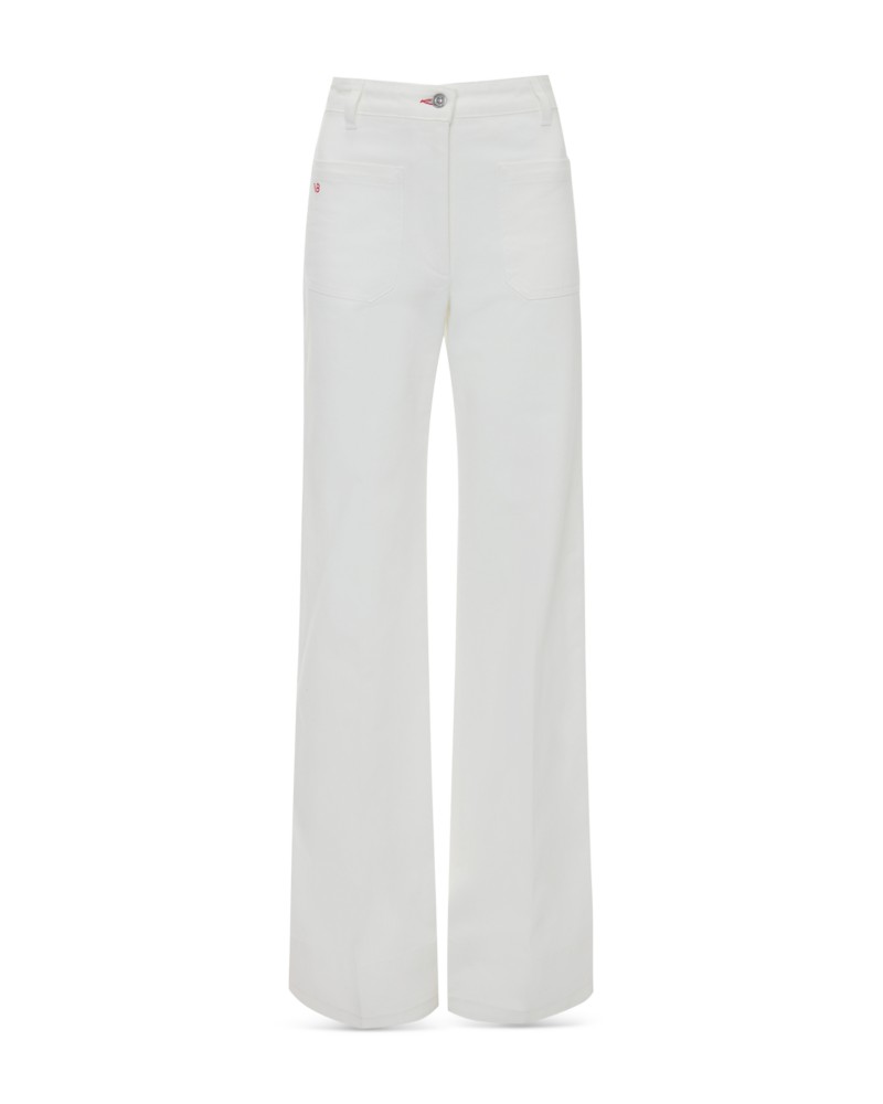 Victoria Beckham Alina Wide Leg Jeans in Washed White in Wash White