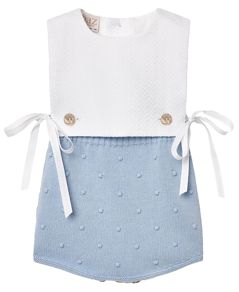 Paz Rodriguez Unisex Vento Cotton Romper - Baby In Blue