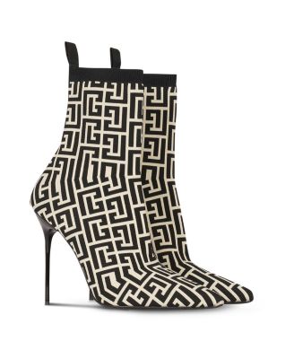 Balmain - Women's Stretch Knit Skye Ankle Boots with Monogram