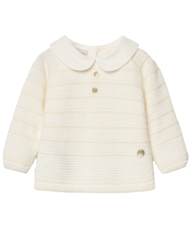 Paz Rodriguez Unisex Cotton Paz Sweater - Baby In Cream/beige