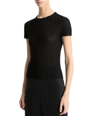 Waffle Knit Short Sleeve Sweater