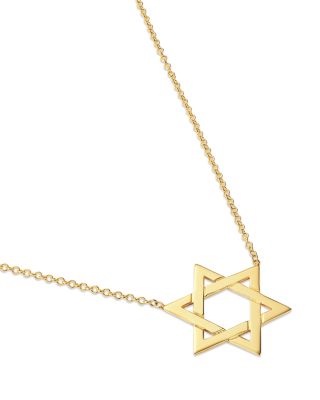 14K Yellow Gold Spiritual Star of David Pendant Necklace, 14-16"