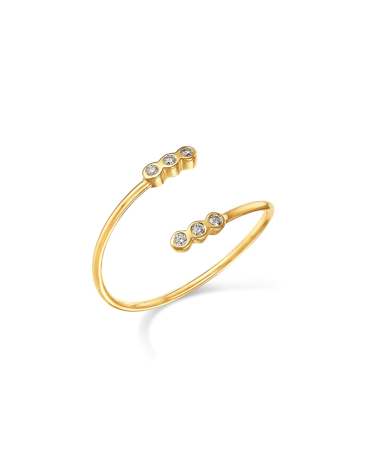 Zoe Chicco 14K Yellow Gold Bezel Diamonds Bypass Ring