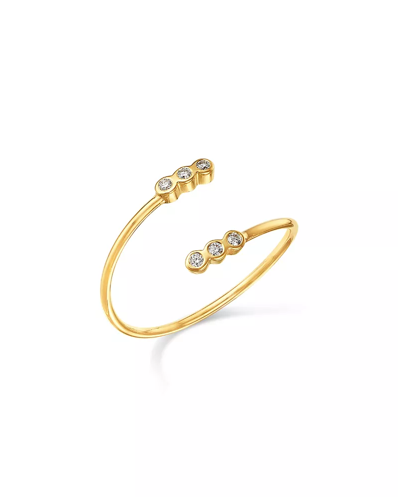 Zoe Chicco 14K Yellow Gold Bezel Diamonds Bypass Ring