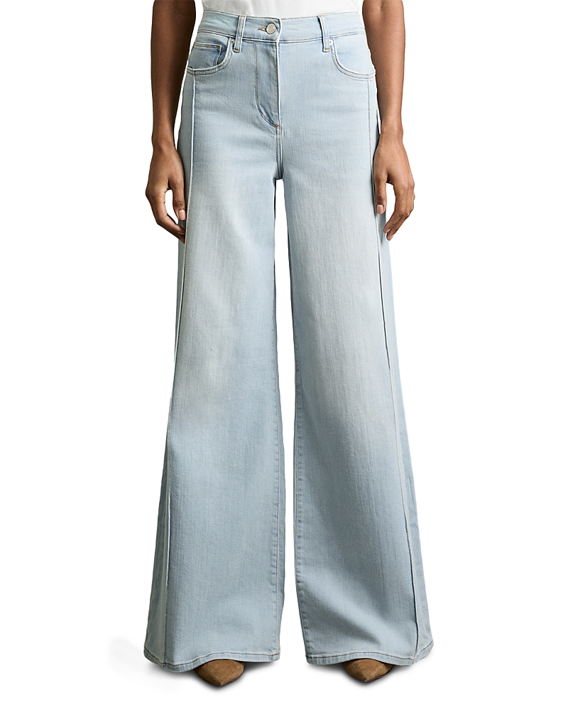 Shop Reiss Heather High Rise Wide Leg Jeans In Light In Light Blue