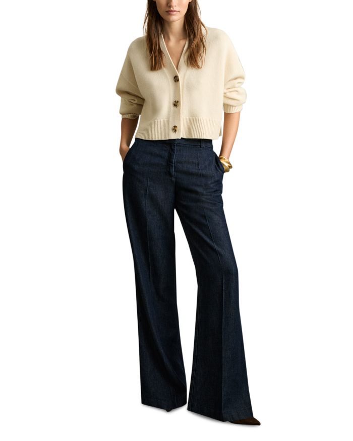 Petite Reed Denim Look Wide Leg Pants