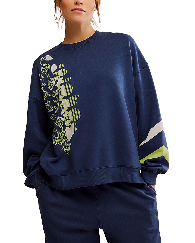 Shop Free People All Star Logo Pullover Sweatshirt In Midnight Navy Sport
