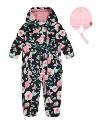 Deux par Deux Girls' Printed Mid-Season One-Piece Outerwear with Hat - Baby