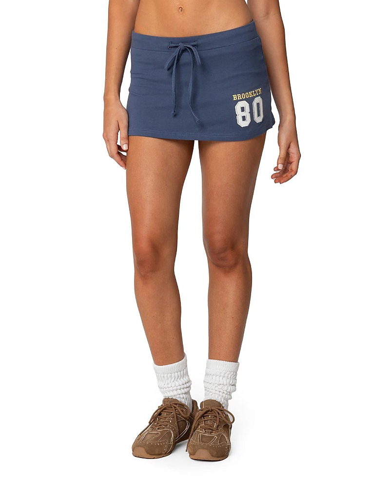 Edikted Brooklyn Embroidered Micro Skort In Blue