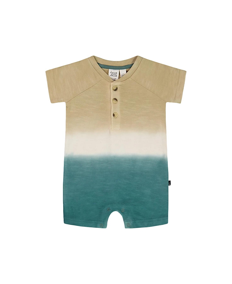 Deux Par Deux Boys' One-piece Romper - Baby In Gradient Beige And Teal