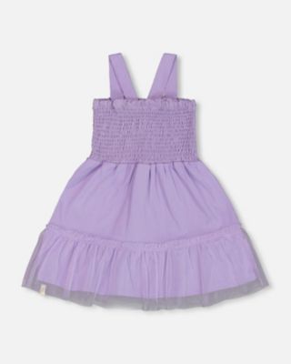  Girls' Smocked Organic Cotton Dress with Mesh Frill - Big Kid