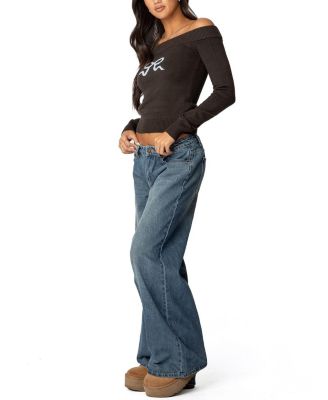 Tj Off Shoulder Knit Bow Top