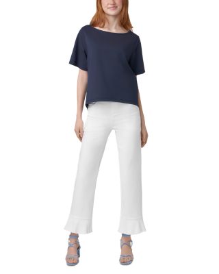 High Rise Ruffle Hem Skimmer Jeans