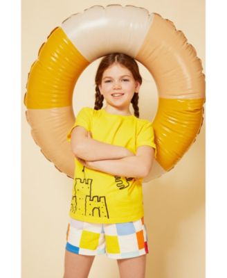 Girls' Recycled Cotton Checkered Cropped Short - Little Kid, Big Kid