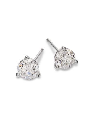 Certified Diamond Martini Set Stud Earrings in 14K White Gold, 1.5 tcw