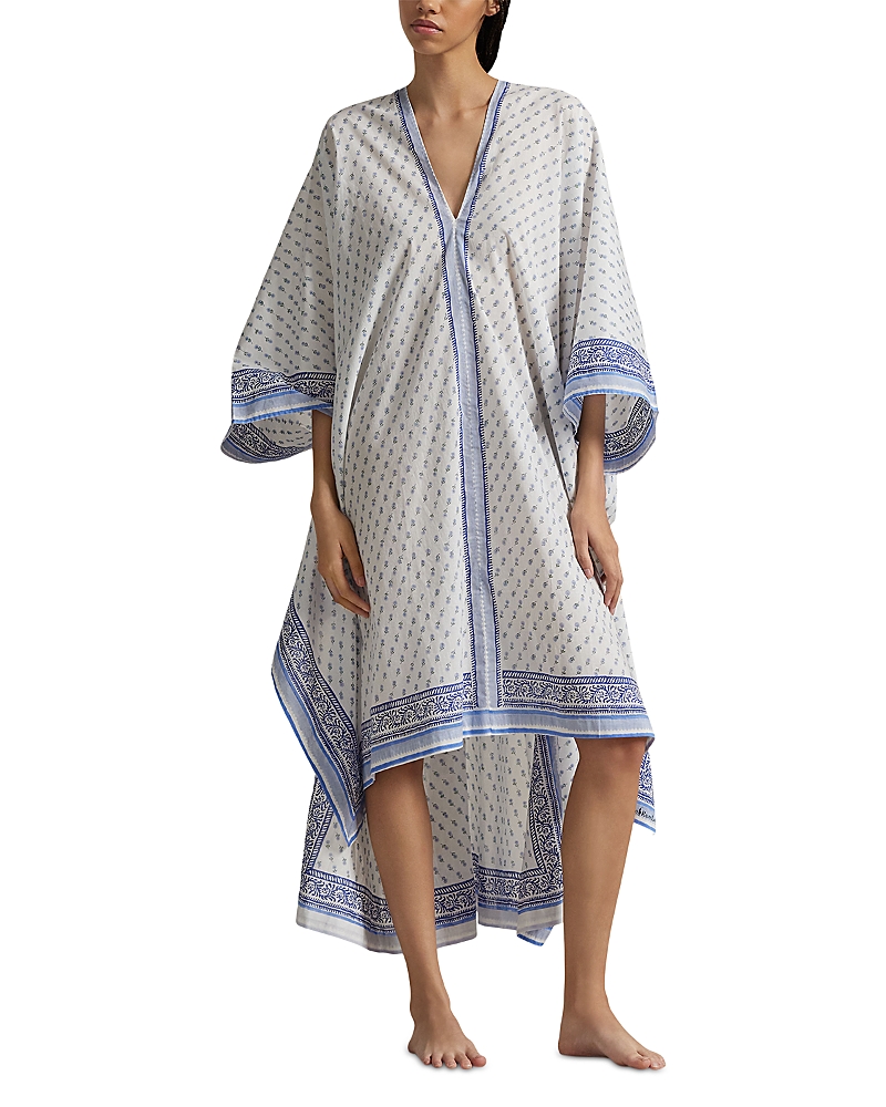 Polo Ralph Lauren Floral Print Cotton Caftan Nightgown In White