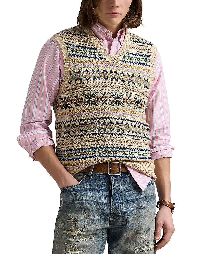 POLO RALPH LAUREN FAIR ISLE COTTON CASHMERE SWEATER VEST