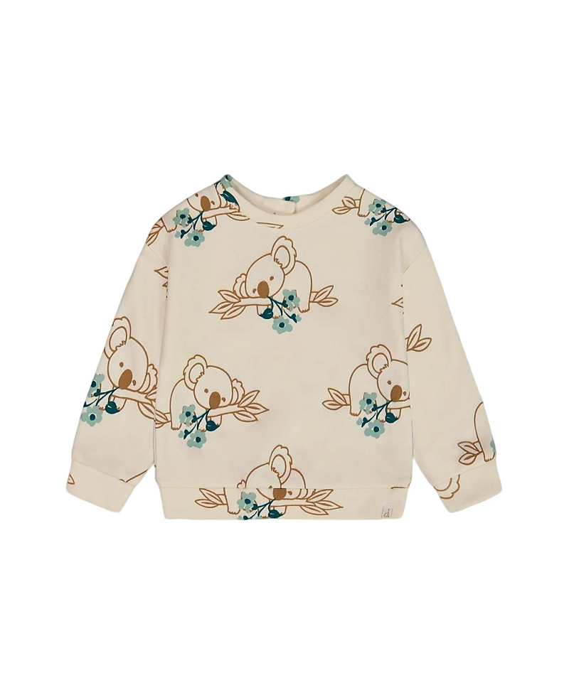 Deux Par Deux Girls' Printed French Terry Sweatshirt - Baby In Off-white And Koala