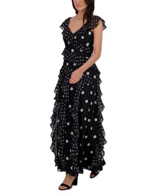 V Neck Flutter Sleeve Ruffle Dress