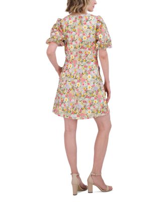 V Neck Puff Sleeve Dress