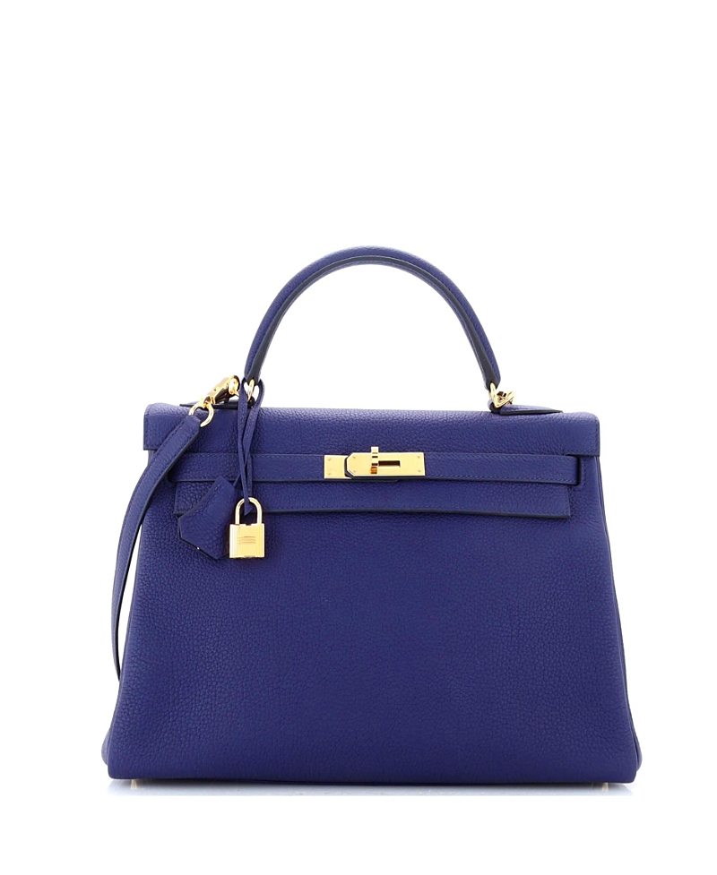 Pre-owned Pre-owned Hermes Hermes Kelly 32 Handbag Blue Togo With Gold Hardware In Bleu Encre