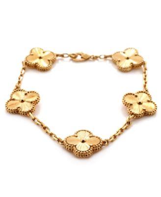 Pre-Owned Van Cleef & Arpels - Vintage Alhambra 5 Motifs Bracelet Guilloche 18K Gold